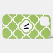 Lime Green Quatrefoil Monogram Case-Mate iPhone Case (Achterkant (horizontaal))
