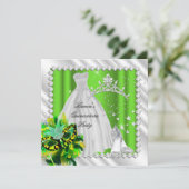 Lime Green Quinceanera 15e Masquerade Party Kaart (Staand voorkant)