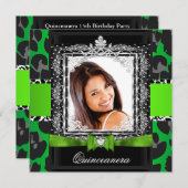 Lime Green Quinceanera 15th Party Foto Kaart (Voorkant / Achterkant)