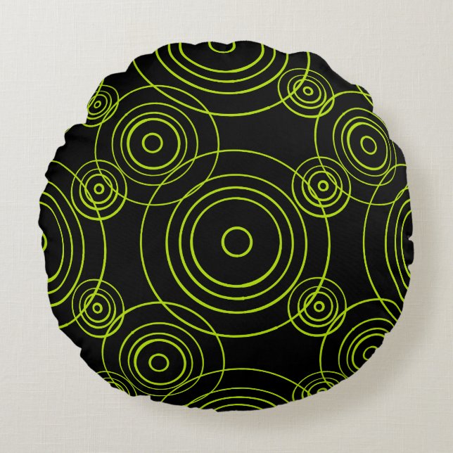 Lime Green Rain Ripples patroon Rond Kussen (Voorkant)