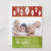 Lime Green Red Merry en Bright Family Photo Card Feestdagenkaart (Voorkant)
