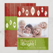 Lime Green Red Merry en Bright Family Photo Card Feestdagenkaart (Voorkant / Achterkant)