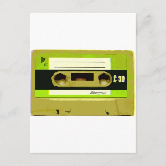 Lime Green Retro Cassettebandje Briefkaart (Voorkant)