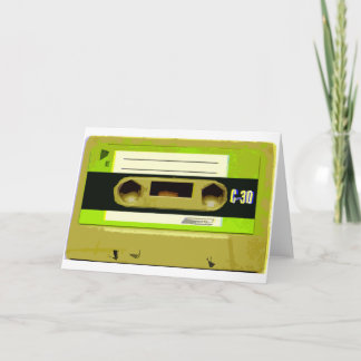 Lime Green Retro Cassettebandje Feestdagen Kaart