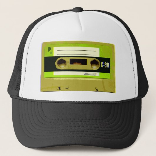 Lime Green Retro Cassettebandje Trucker Pet (Voorkant)