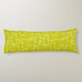 Lime Green Retro Lino Print Geometrisch patroon Lichaamskussen (Achterkant)