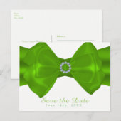 Lime Green Ribbon & Diamonds Elegant Save the Date Aankondigingskaart (Voorkant / Achterkant)