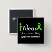 Lime Green Ribbon Lymphoma personaliseren Vierkante Button 5,1 Cm (Voorkant /achterkant)