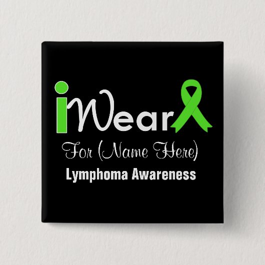 Lime Green Ribbon Lymphoma personaliseren Vierkante Button 5,1 Cm (Voorkant)
