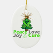 Lime Green Ribbon Peace Love, Joy & Cure Keramisch Ornament (Voorkant)