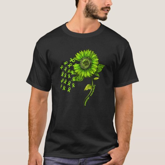 Lime Green Ribbon Sunflower Lymphoma Awareness Mon T-shirt (Voorkant)