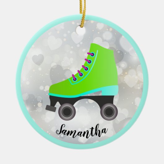 Lime Green Roller Schaats Design Ornament (Voorkant)