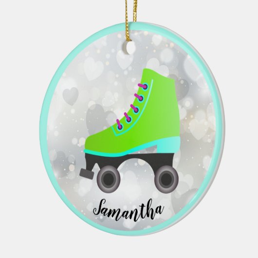 Lime Green Roller Schaats Design Ornament (Links)