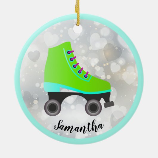 Lime Green Roller Schaats Design Ornament (Achterkant)