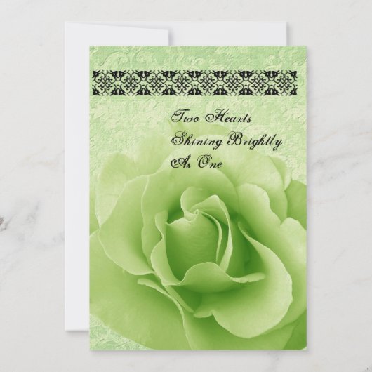 LIME GREEN Roos en Damask Wedding Kaart (Achterkant)