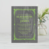 Lime Green Rustic Barn Wood Wedding Invitations Kaart (Staand voorkant)