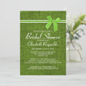 Lime Green Rustic Burlap Bridal Shower Invitations Kaart (Staand voorkant)
