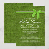 Lime Green Rustic Burlap Bridal Shower Invitations Kaart (Voorkant / Achterkant)