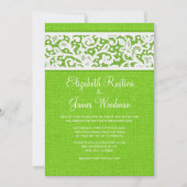 Lime Green Rustic Burlap Linen Wedding Invitations Kaart (Voorkant)