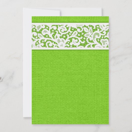Lime Green Rustic Burlap Linen Wedding Invitations Kaart (Achterkant)