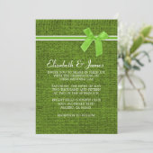 Lime Green Rustic Burlap Wedding Invitations Kaart (Staand voorkant)