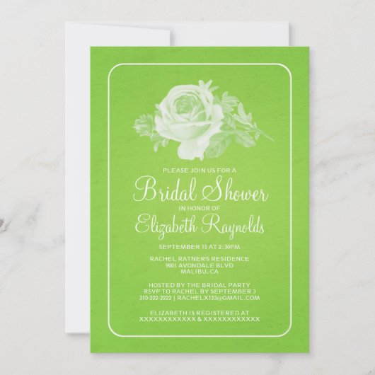 Lime Green Rustic Floral Bridal Shower Invitations Kaart (Voorkant)