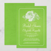Lime Green Rustic Floral Bridal Shower Invitations Kaart (Voorkant / Achterkant)