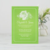 Lime Green Rustic Floral/Flower Wedding Invitation Kaart (Staand voorkant)