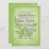 Lime Green Rustic Floral Wedding Invitations Kaart (Voorkant / Achterkant)