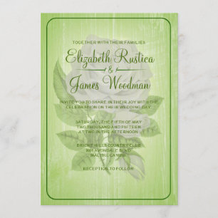 Lime Green Rustic Floral Wedding Invitations Kaart
