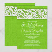 Lime Green Rustic Linen Bridal Shower Invitations Kaart (Voorkant / Achterkant)