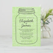 Lime Green Rustic Mason Jar Wedding Invitations Kaart (Staand voorkant)