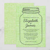 Lime Green Rustic Mason Jar Wedding Invitations Kaart (Voorkant / Achterkant)