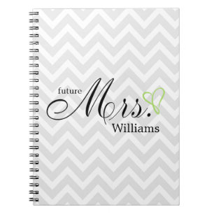 Lime Green Scribble Heart Future Mrs Wedding Notitieboek