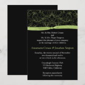 Lime Green Scroll en Ribbon Wedding Invitation Kaart (Voorkant / Achterkant)