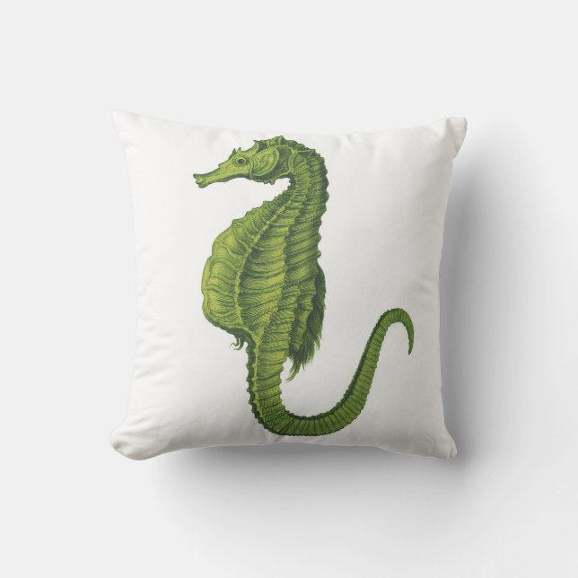 Lime Green Seahorse on White Sierkussen (Voorkant)
