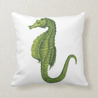 Lime Green Seahorse on White Sierkussen