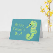 Lime Green Seahorse Schattige Vaderdag Kaart (Gele Bloem)
