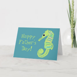 Lime Green Seahorse Schattige Vaderdag Kaart