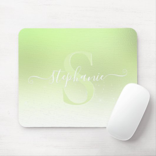 Lime Green Shimmer Sparkle Glitter Monogram Muismat (Met muis)