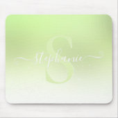 Lime Green Shimmer Sparkle Glitter Monogram Muismat (Voorkant)