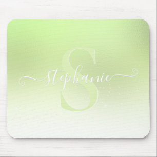 Lime Green Shimmer Sparkle Glitter Monogram Muismat