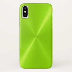 Lime Green Shiny Stainless Steel Metal iPhone X Hoesje