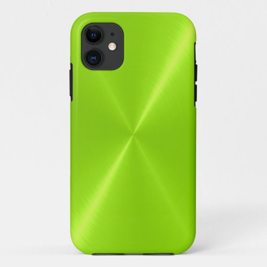 Lime Green Shiny Stainless Steel Metal Case-Mate iPhone Case (Achterkant)