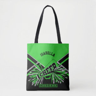 Lime Green, Silver en Black Cheerleader Tote Bag