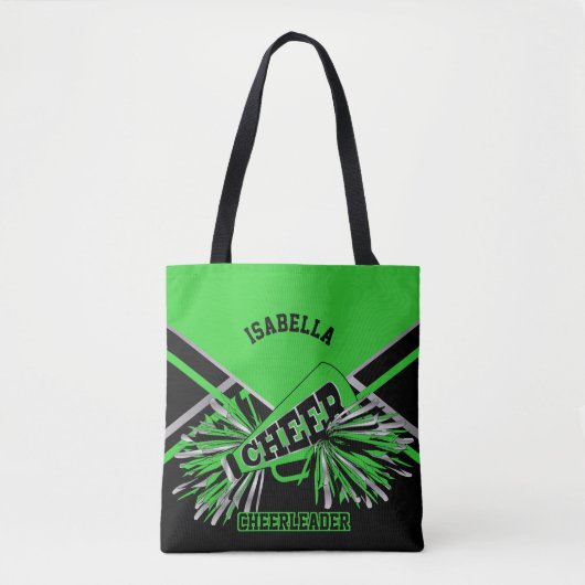 Lime Green, Silver en Black Cheerleader Tote Bag (Voorkant)