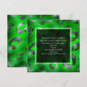 Lime Green & Silver Leopard Print Party Uitnodigin Kaart (Voorkant / Achterkant)