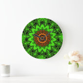 Lime Green Sinaasappel Black Lace Doily Mandala Sn Grote Klok (Huis)
