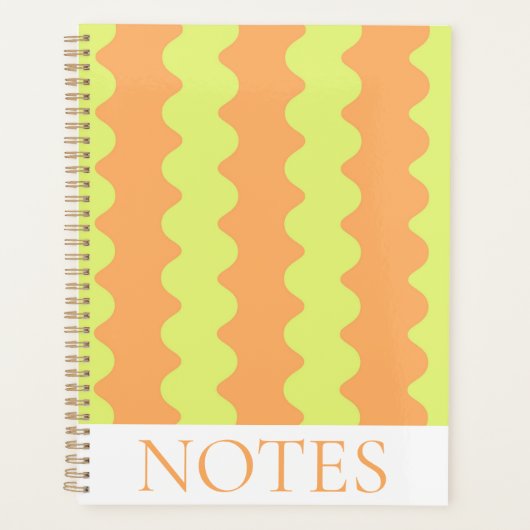 Lime Green Sinaasappel Wavy Stripe Modern Minimali Planner (Voorkant)
