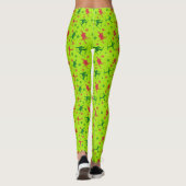 Lime Green Ski Tricks Pattern Kerstmis Leggings (Achterkant)